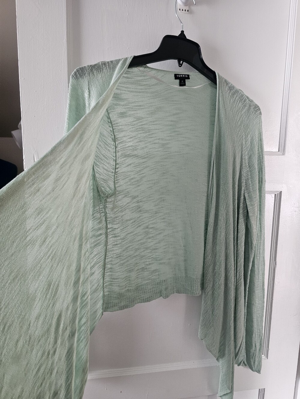 Torrid Mint Open-Front Sub Knit Draped Cardigan - Picture 6 of 7
